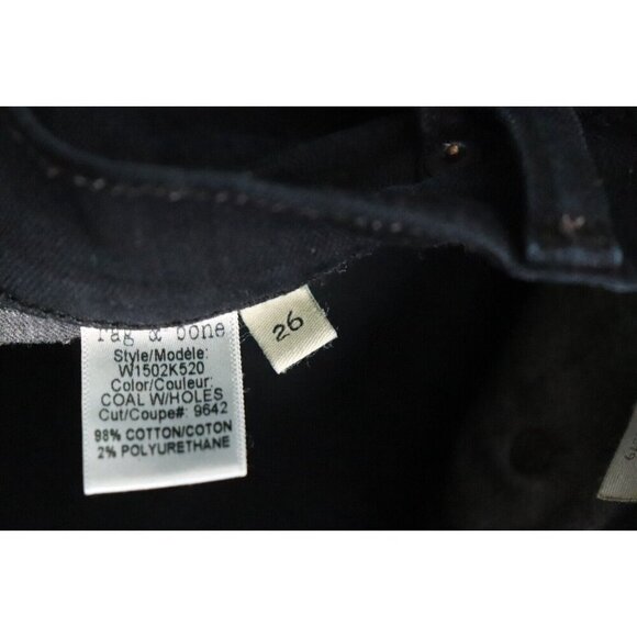 Rag & Bone Womens Size 26 Black W1502K520 Mid-Rise Classic Skinny Fit Slim Jeans - Picture 8 of 8